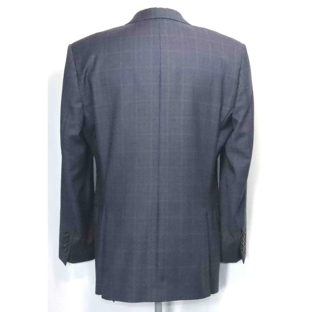 Ralph Lauren Blue Windowpane Check Wool Tweed Blazer Jacket Mens Size 42R