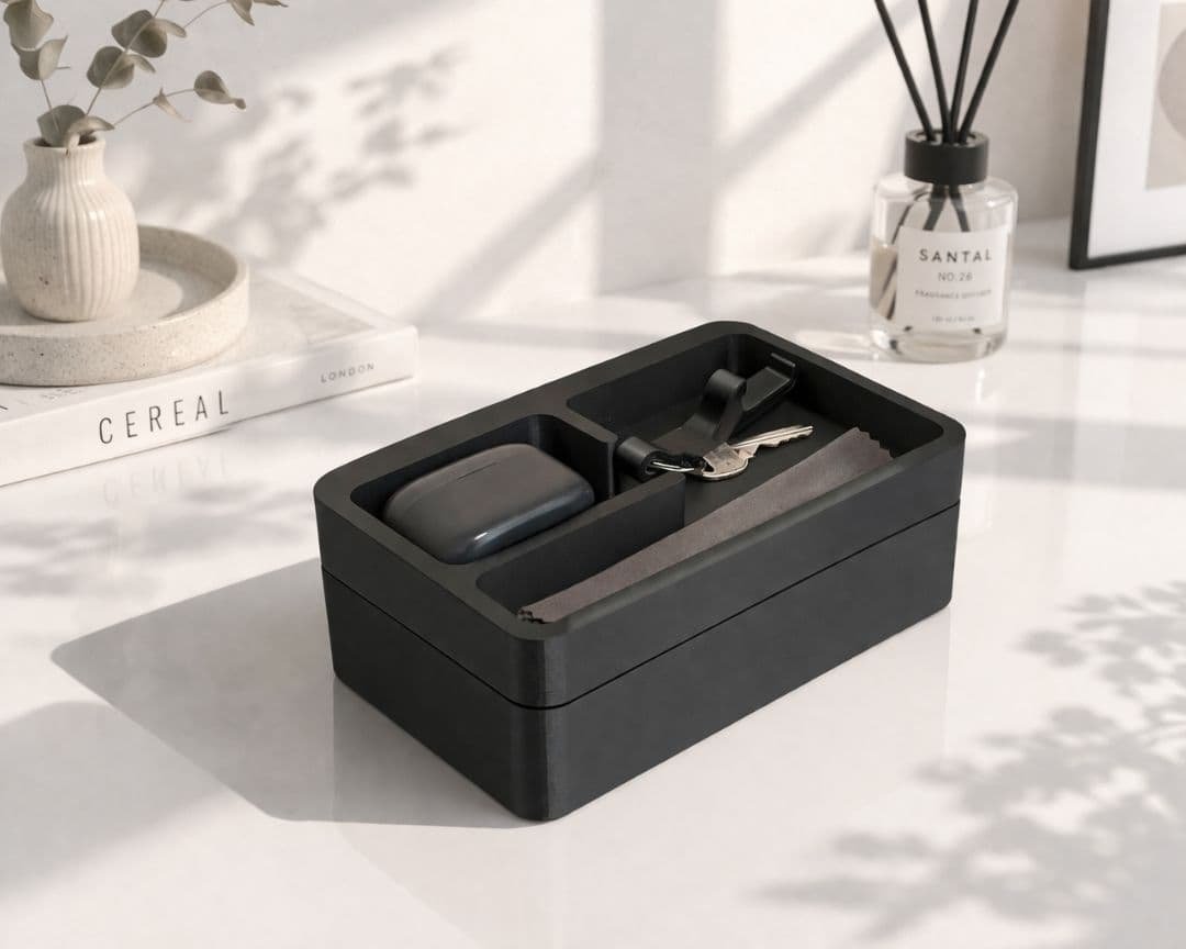 【New】Multi-functional Organizer, Black, Small Item Storage with Dividers, for Desk/Entrance/Car